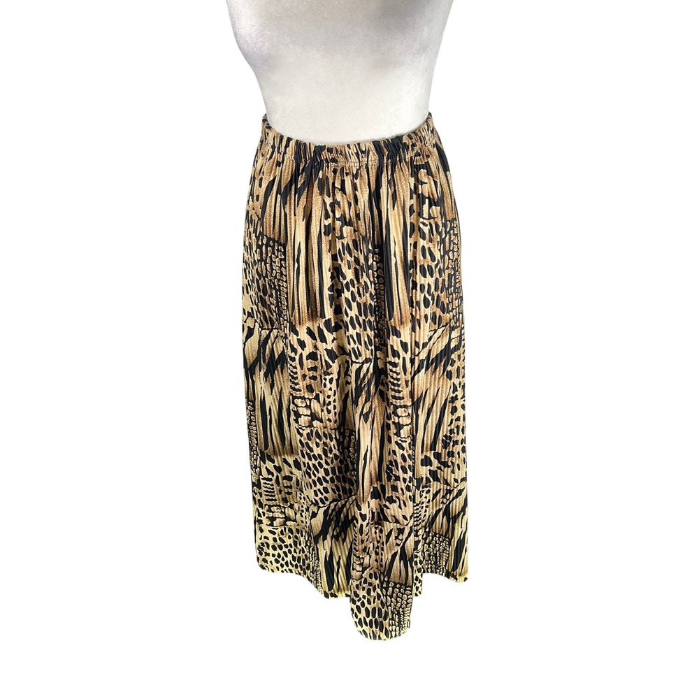 Proudly‎ Plus Animal Print Pleated Maxi Skirt Tan Black Leopard Zebra Size 18